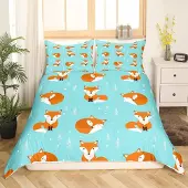 Loussiesd Kinder Bettwäsche Fuchs 135x200cm Mikrofaser Mehrfarbig