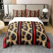 Loussiesd Bettwäsche-Set 220x240cm 3-teilig 100% Baumwolle mit Reißverschluss Mehrfarbig Leopard Geometrie