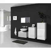 Furnitech ALIUS 39 Badezimmer Bademöbel Badeschränke Spiegel Set (A39/HG/W/2)