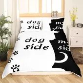 Homewish Bettwäsche Set 135x200 cm Hundemotiv Schwarz Weiß 2-teilig Mikrofaser