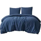 Aisbo Bettwäsche-Set 200x200cm 3-teilig Blau Mikrofaser mit Reißverschluss