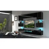 Furnitech Wohnwand Wohnzimmer - Wohnzimmer Schrankwand (Besta GAN1-17B-HG20 1B)