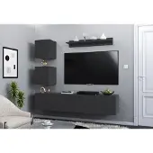 Furnitech Wohnwand M30 Pura 182 cm, Graphitgrau, TV Schrank mit Push-to-Open M30-25A-M8