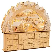 SURIGHT Small Foot Adventskalender, Modell "Skiplezier" - Weihnachtsdekoration - Holz - LED - Artikelnummer: [Hier die Artikelnummer einfügen]