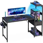 OEM Gamingtisch mit LED, 120x48 cm, schwarz, Karbonfaser-Optik