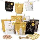 Generisch Adventskalender 2025 zum Befüllen – 24 Adventskalender-Beutel zum Selbstbefüllen – Weihnachtskalender zum Befüllen