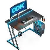 OEM Gaming-Schreibtisch mit LED, 80x50 cm, Schwarz Carbon