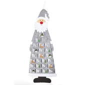 OCreon Filz-Adventskalender Weihnachtsmann - Adventskalender zum Befüllen und Aufhängen - Weihnachtsmann, grau-weiß