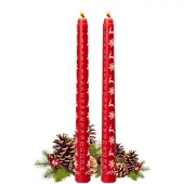 Generisch 2 Weihnachtskerzen, 24 Adventskerzen, Geschenkartikel: Handgefertigte Adventskerzen in Rot