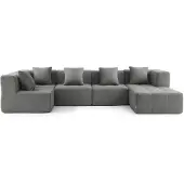 MILY SOFA MILYSOFA SOFABULOUS 5-Sitzer modulares Ecksofa mit Chaiselongue, feiner Schlingenstoff, Wolkengrau