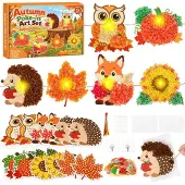 Generisch Herbst Bastelset für Kinder mit 1,5 Meter LED-Lichterkette und Herbstmotiven