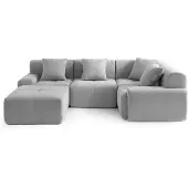 MILY SOFA MILYSOFA SOFAMOUS 4-Sitzer-Modul-Ecksofa mit Chaiselongue, Chenille-Stoff in Mineralgrau