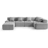 MILY SOFA MILYSOFA SOFAMOUS 5-Sitzer-Modul-Ecksofa mit Chaiselongue, Chenille-Stoff in Mineralgrau