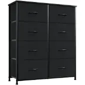 Somdot Kommode mit 8 Stoffschubladen Schwarz 30x80x93 cm