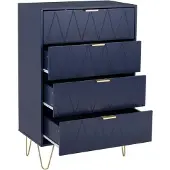 UEV Kommode mit 4 Schubladen 60 x 34 x 91 cm Blau
