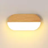 Osairous Holz Wandleuchte LED, 7W Moderne LED Wandlampe Innen Ovaler Design