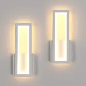 Osairous Wandleuchte LED Innen Modern, 2 Stück 16W 1800LM 3000K, Weiß – Weiß+ Warmweiß 3000k