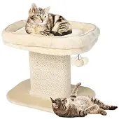 FANTASK Kratzbaum mit weicher Plüschsitzfläche & Sisal-Kratzsäule & Ball, Katzen