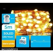 Dripio LED-Lichterkette mit Kupferdraht, 5 m, warmweiß, 3 AA-Batterien