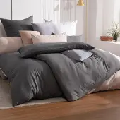 Soifox Bettwäsche-Set 4-teilig Mikrofaser Anthrazit 135x200 cm & 80x80 cm bügelfrei