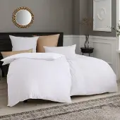 Soifox Bettwäsche-Set 4-teilig 155x220 cm Weiß Mikrofaser bügelfrei mit Reißverschluss