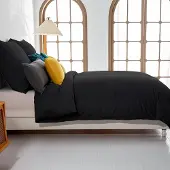 Soifox Bettwäsche-Set Mikrofaser Schwarz 135x200 cm + 80x80 cm bügelfrei knitterfrei Reißverschluss
