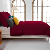 Soifox Bettwäsche-Set Mikrofaser Rot 135x200 cm + 80x80 cm bügelfrei knitterfrei Reißverschluss