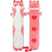 Mewaii Kuscheltier Katze Plüschkissen Lang 130CM Rosa Schlafbegleiter Stofftier