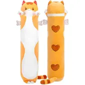 Mewaii Langes Plüschtier Katze 110 cm Orange Kuschelkissen Geschenk