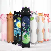 Mewaii Plüschtier Katze 70 cm Minze Langes Wurfkissen Kawaii Stofftier Kuscheltier