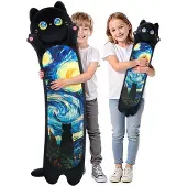 Mewaii Kuscheltier Katze Plüschkissen 50 cm Schwarze Katze Superweich