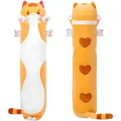 Mewaii Plüschkissen Katze Orange 130CM Lang Kuscheltier Spielzeug Geschenk