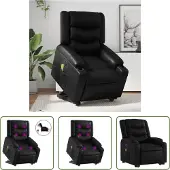 The Living Store Massagesessel mit Aufstehhilfe Elektrisch Schwarz Kunstleder