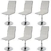 Mendler 6er-Set Esszimmerstuhl HWC-C41, Stuhl Küchenstuhl, höhenverstellbar drehbar, Kunstleder - weiß