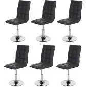 Mendler 6er-Set Esszimmerstuhl HWC-C41, Stuhl Küchenstuhl, höhenverstellbar drehbar, Kunstleder MVG- grau