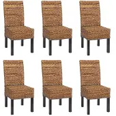 Generique 6er-Set Esszimmerstuhl Korbstuhl M69 Stuhl BALI Bananengeflecht dunkel, ohne Kissen