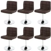 Mendler 6er-Set Esszimmerstuhl Drehstuhl Stuhl Kavala Kunstleder Chrom braun