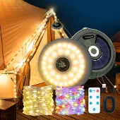Dripio Camping-Lichtkette Solar 10 m, IP44, USB-C, 2000 mAh, Fernbedienung