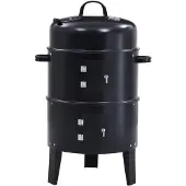 vidaXL Outdoor Grill Ø 40 x 80 cm Stahl Schwarz