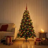 Syfax Künstlicher Weihnachtsbaum mit Kugel 120 cm 150 LEDs