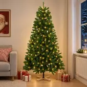 Syfax Künstlicher Weihnachtsbaum 210 cm 300 LEDs Warmes Weiß PVC Grün