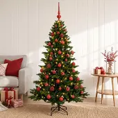 Syfax Künstlicher Weihnachtsbaum mit Weihnachtskugel 120 cm 150 LEDs