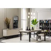 AEA Luxus Esszimmer Set Beige Schwarz Esstisch Anrichte Möbel Modern