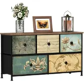 OEM Kommode mit 5 Schubladen, Holzplatte, Metallgestell, 99x30x54 cm