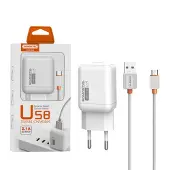 Somostel 2A AC-LADEGERÄT + MIKROKABEL WEISS 2100mAh USB-C SMS-A52