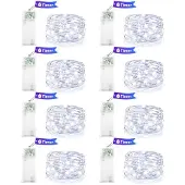 Dripio LED-Lichterkette 8er-Set, 2m Kupferdraht, 20 LEDs, Timer, kaltweiß