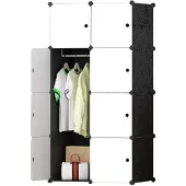 OEM 8-Würfel-Kleiderschrank, modular, mit Türen, 45 cm tief, schwarz
