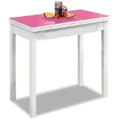 Dripio Esstisch 80x40 cm, Metall-Glas, fuchsia, platzsparend
