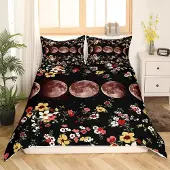 Loussiesd Bettwäsche-Set Totale Sonnenfinsternis 155x220cm 2-teilig Mehrfarbig Mikrofaser