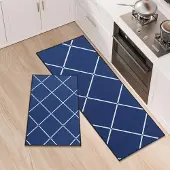 OCreon Teppich – Set aus 2 Stück – 43 x 120 cm – Waschbar – Blau